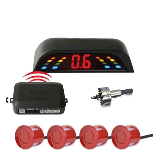 Sensoren RüCkfahrhilfe Auto Auto Parktronic Parkplatz Sensor Mit 4 Reverse Backup Radar-Monitor Detektor Display RüCkfahrwarner(Rot) von YSQIFBABD