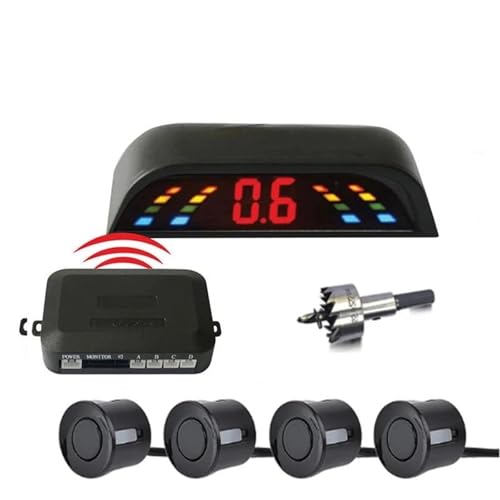 Sensoren RüCkfahrhilfe Auto Auto Parktronic Parkplatz Sensor Mit 4 Reverse Backup Radar-Monitor Detektor Display RüCkfahrwarner(Schwarz) von YSQIFBABD
