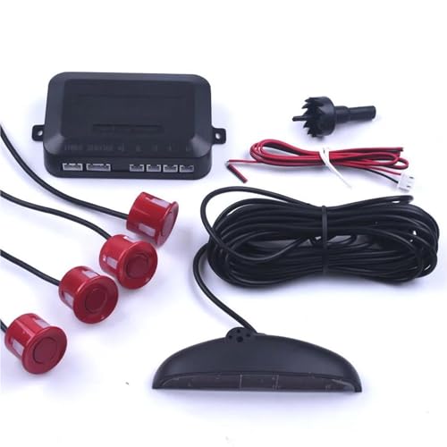 Sensoren RüCkfahrhilfe Auto Auto Parktronic Parkplatz Sensor Mit 4 Sensoren Reverse Backup Auto Parkplatz Radar-Monitor Detektor RüCkfahrwarner(Rot) von YSQIFBABD