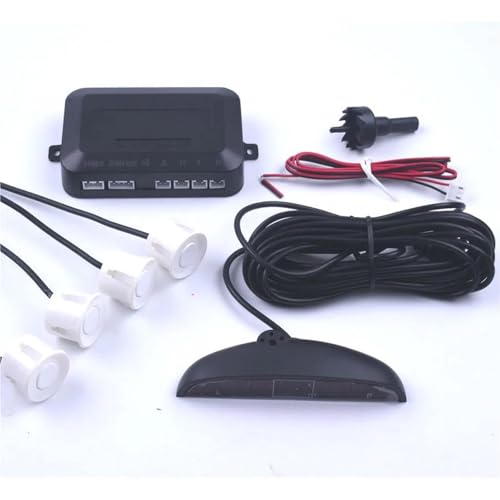 Sensoren RüCkfahrhilfe Auto Auto Parktronic Parkplatz Sensor Mit 4 Sensoren Reverse Backup Auto Parkplatz Radar-Monitor Detektor RüCkfahrwarner(Weiss) von YSQIFBABD