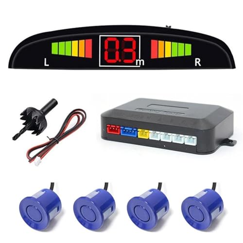Sensoren RüCkfahrhilfe Auto Digital Screen Parkplatz Sensor Kit Hintergrundbeleuchtung Display 4 Sensoren 22mm Reverse Radar Detektor RüCkfahrwarner(Blau) von YSQIFBABD