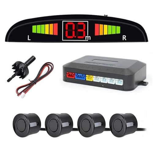 Sensoren RüCkfahrhilfe Auto Digital Screen Parkplatz Sensor Kit Hintergrundbeleuchtung Display 4 Sensoren 22mm Reverse Radar Detektor RüCkfahrwarner(Schwarz) von YSQIFBABD