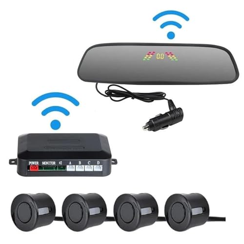Sensoren RüCkfahrhilfe Auto Parkplatz Rückspiegel Umkehr Radar Mit Parkplatz Sensor wasserdichte Radar Detektor Display RüCkfahrwarner(Schwarz) von YSQIFBABD