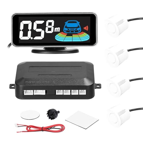 Sensoren RüCkfahrhilfe Auto Parkplatz Sensor Hinten Umkehr Radar W/8 Parken Sensoren Abstand Erkennung LCD Abstand Display RüCkfahrwarner(White 4pcs) von YSQIFBABD