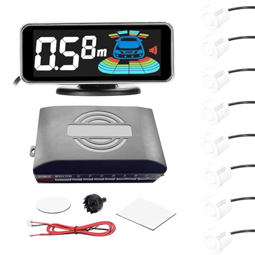Sensoren RüCkfahrhilfe Auto Parkplatz Sensor Hinten Umkehr Radar W/8 Parken Sensoren Abstand Erkennung LCD Abstand Display RüCkfahrwarner(White 8pcs) von YSQIFBABD