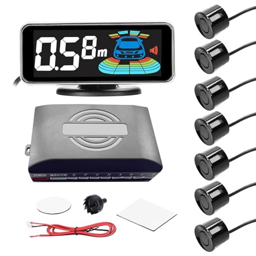 Sensoren RüCkfahrhilfe Auto Parkplatz Sensor Hinten Umkehr Radare Mit 8 Park Sensoren Abstand Erkennung LCD Abstand Display RüCkfahrwarner(Black 8pcs) von YSQIFBABD