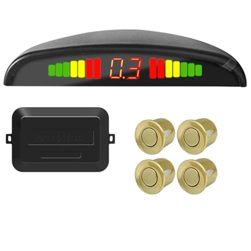 Sensoren RüCkfahrhilfe Auto Parkplatz Sensor Kit 4 Sensoren 22mm Reverse Radar Sound Alarm Anzeige 8 Farben RüCkfahrwarner(Gold) von YSQIFBABD