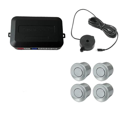 Sensoren RüCkfahrhilfe Auto Parkplatz Sensor Kit 4 Sensoren 22mm Summer Reverse Backup Radar Ton Alarm Anzeige Sonde 12V RüCkfahrwarner(Silber) von YSQIFBABD