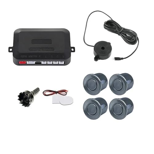 Sensoren RüCkfahrhilfe Auto Parkplatz Sensor Kit 4 Sensoren Summer 22mm Reverse Backup Radar Ton Alarm Anzeige Sonde 12V RüCkfahrwarner(Grau) von YSQIFBABD