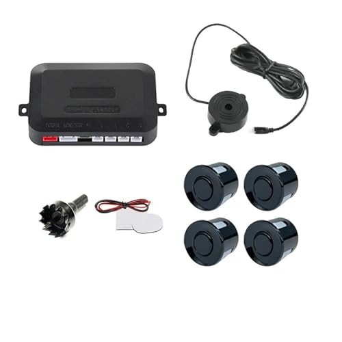 Sensoren RüCkfahrhilfe Auto Parkplatz Sensor Kit 4 Sensoren Summer 22mm Reverse Backup Radar Ton Alarm Anzeige Sonde 12V RüCkfahrwarner(Schwarz) von YSQIFBABD