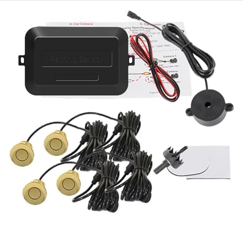 Sensoren RüCkfahrhilfe Auto Parkplatz Sensor Kit Backup Radar Ton Alarm Anzeige Sonde 4 Sensoren 22mm 12V 8 Farben RüCkfahrwarner(Gold) von YSQIFBABD
