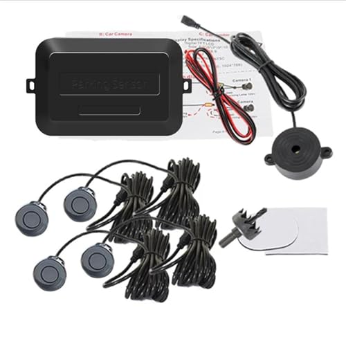 Sensoren RüCkfahrhilfe Auto Parkplatz Sensor Kit Backup Radar Ton Alarm Anzeige Sonde 4 Sensoren 22mm 12V 8 Farben RüCkfahrwarner(Grey) von YSQIFBABD