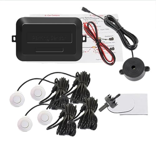 Sensoren RüCkfahrhilfe Auto Parkplatz Sensor Kit Backup Radar Ton Alarm Anzeige Sonde 4 Sensoren 22mm 12V 8 Farben RüCkfahrwarner(Weiss) von YSQIFBABD