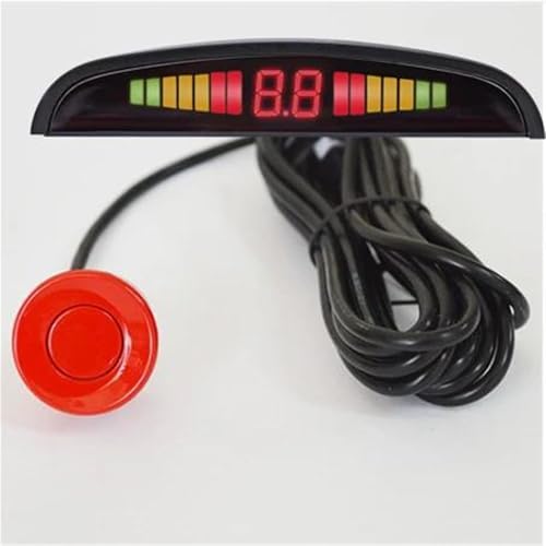 Sensoren RüCkfahrhilfe Auto Parkplatz Sensor Kit Hintergrundbeleuchtung Display Mit Schalter Reverse Backup Monitor Detektor Mit 4 Sensoren RüCkfahrwarner(Rot) von YSQIFBABD