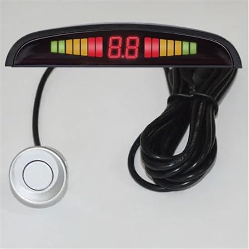 Sensoren RüCkfahrhilfe Auto Parkplatz Sensor Kit Hintergrundbeleuchtung Display Mit Schalter Reverse Backup Monitor Detektor Mit 4 Sensoren RüCkfahrwarner(Silber) von YSQIFBABD