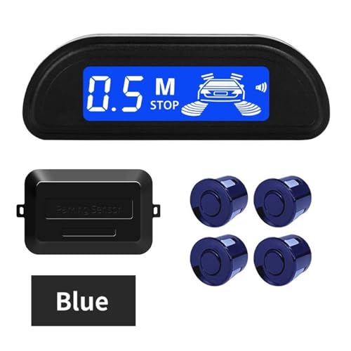Sensoren RüCkfahrhilfe Auto Parkplatz Sensor Kit Mit Reverse Monitor 22mm 4 Sensoren Radar Detektor Hintergrundbeleuchtung Display RüCkfahrwarner(Blau) von YSQIFBABD