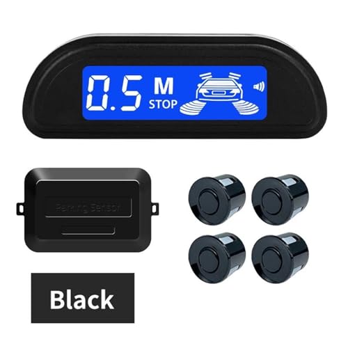 Sensoren RüCkfahrhilfe Auto Parkplatz Sensor Kit Mit Reverse Monitor 22mm 4 Sensoren Radar Detektor Hintergrundbeleuchtung Display RüCkfahrwarner(Schwarz) von YSQIFBABD