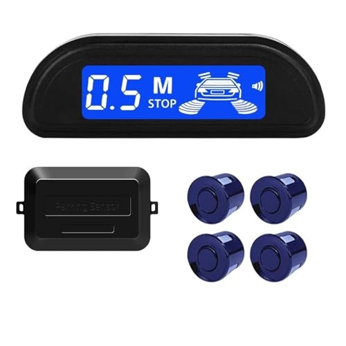 Sensoren RüCkfahrhilfe Auto Parkplatz Sensor Kit Parktronic Reverse Monitor 22mm 4 Sensoren Radar Detektor Hintergrundbeleuchtung Display RüCkfahrwarner(Blau) von YSQIFBABD