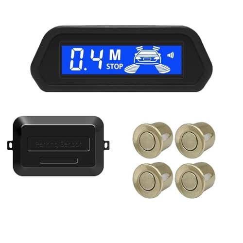 Sensoren RüCkfahrhilfe Auto Parkplatz Sensor Mit Auto Parktronic Reverse Monitor 4 Sensoren Radar Detektor Hintergrundbeleuchtung Display RüCkfahrwarner(Champagne Gold) von YSQIFBABD