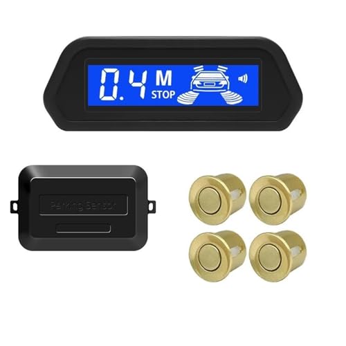 Sensoren RüCkfahrhilfe Auto Parkplatz Sensor Mit Auto Parktronic Reverse Monitor 4 Sensoren Radar Detektor Hintergrundbeleuchtung Display RüCkfahrwarner(Gold) von YSQIFBABD