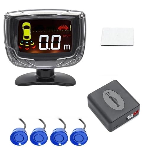 Sensoren RüCkfahrhilfe Auto Parkplatz Sensor Set LCD Display 4 Radar Sonde 65dB Summer Alarm Backup Umkehr Radar Monitor Detektor RüCkfahrwarner(Blau) von YSQIFBABD