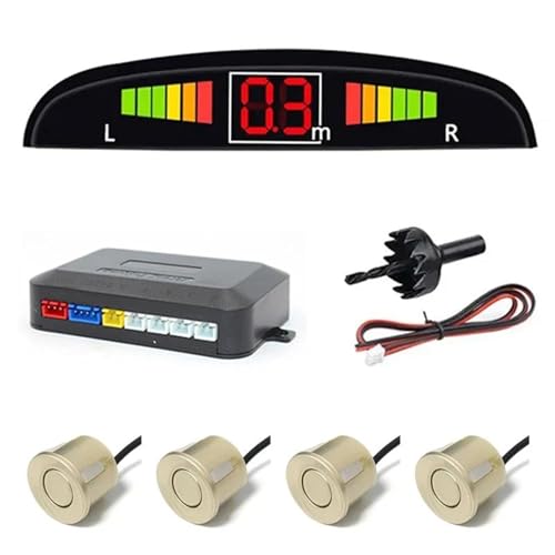 Sensoren RüCkfahrhilfe Auto Parktronic Parkplatz Sensor Mit 4 Sensoren Reverse Backup Parkplatz Radar-Monitor Detektor 22MM RüCkfahrwarner(Gold) von YSQIFBABD