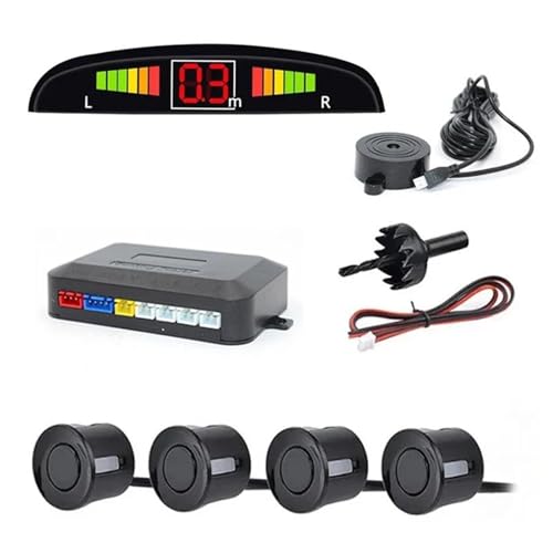 Sensoren RüCkfahrhilfe Auto Parktronic Parkplatz Sensor Mit 4 Sensoren Reverse Backup Parkplatz Radar-Monitor Detektor 22MM RüCkfahrwarner(Schwarz) von YSQIFBABD