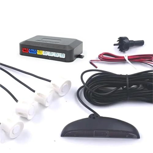 Sensoren RüCkfahrhilfe Auto Parktronic Parkplatz Sensor Mit 4 Sensoren Reverse Backup Parkplatz Radar-Monitor Detektor 22MM RüCkfahrwarner(Weiss) von YSQIFBABD