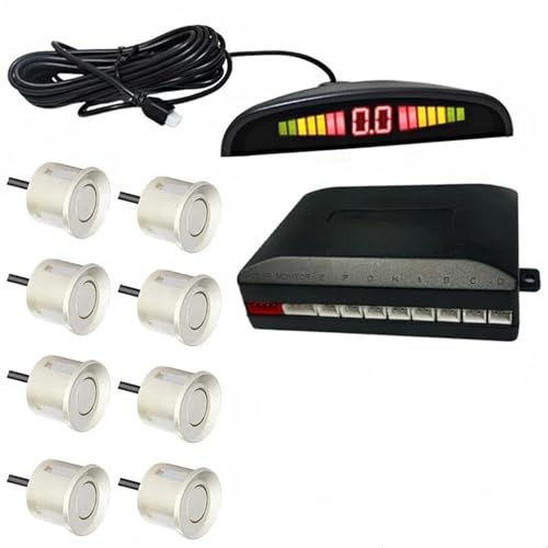 Sensoren RüCkfahrhilfe Auto Parktronic Parkplatz Sensor Mit 8 Sensoren Reverse Backup Parkplatz Radar-Monitor Detektor 22MM RüCkfahrwarner(Champagne Gold) von YSQIFBABD