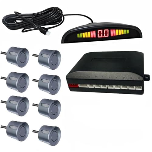 Sensoren RüCkfahrhilfe Auto Parktronic Parkplatz Sensor Mit 8 Sensoren Reverse Backup Parkplatz Radar-Monitor Detektor 22MM RüCkfahrwarner(Grey) von YSQIFBABD