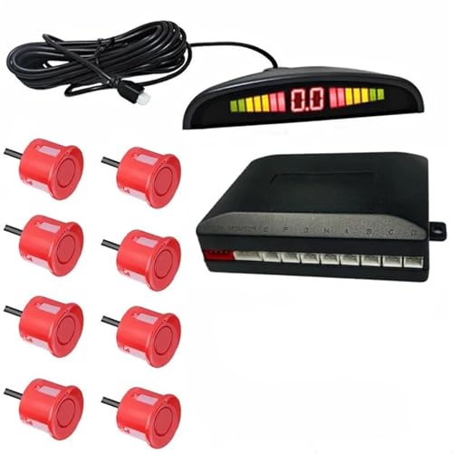Sensoren RüCkfahrhilfe Auto Parktronic Parkplatz Sensor Mit 8 Sensoren Reverse Backup Parkplatz Radar-Monitor Detektor 22MM RüCkfahrwarner(Rot) von YSQIFBABD