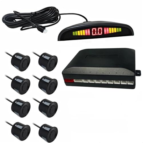Sensoren RüCkfahrhilfe Auto Parktronic Parkplatz Sensor Mit 8 Sensoren Reverse Backup Parkplatz Radar-Monitor Detektor 22MM RüCkfahrwarner(Schwarz) von YSQIFBABD