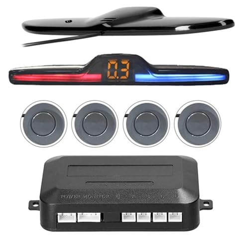 Sensoren RüCkfahrhilfe Auto Reverse Radar Kit Fahrzeug Parksensor Mit 4 Parksensoren Backup Radar Mit Abstandsanzeige RüCkfahrwarner(Grey) von YSQIFBABD