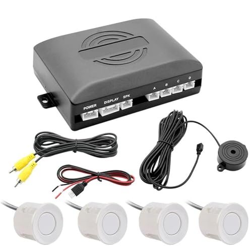 Sensoren RüCkfahrhilfe Dual Core CPU Auto Video Parksensor Rückfahrradar Unterstützung Parkmonitor Digitalanzeige RüCkfahrwarner(Weiss) von YSQIFBABD