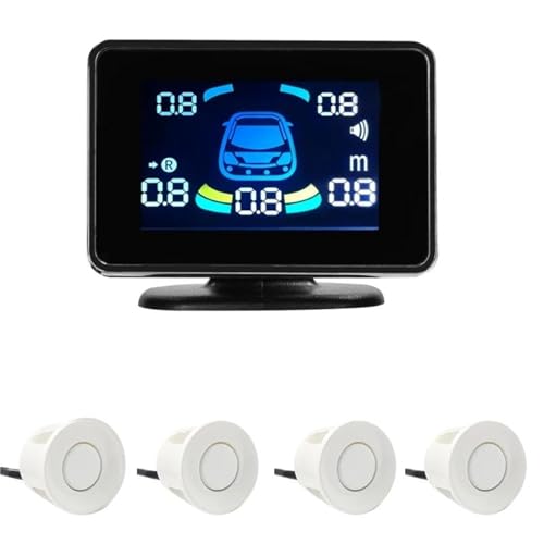 Sensoren RüCkfahrhilfe Einparkhilfe Parktronic Elektronik Rückfahrkamera Einparkhilfe Rückfahrkamera Radargerät RüCkfahrwarner(Weiss,4) von YSQIFBABD