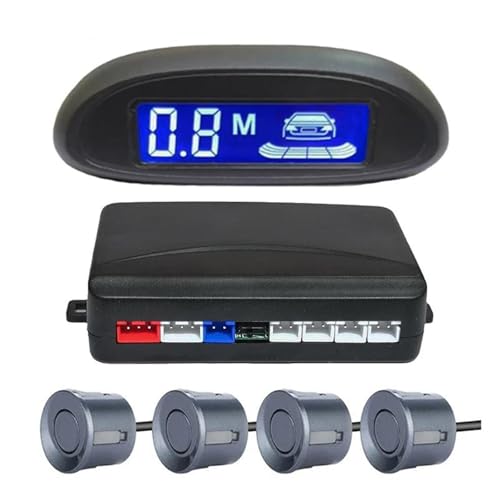Sensoren RüCkfahrhilfe Mehrere Radar Auto Parktronic Parksensor Kit Radar Hintergrundbeleuchtung Display Backup Monitor Detektor RüCkfahrwarner(Grau) von YSQIFBABD