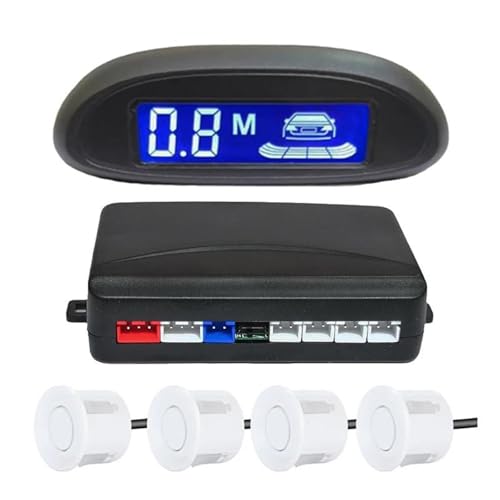 Sensoren RüCkfahrhilfe Mehrere Radar Auto Parktronic Parksensor Kit Radar Hintergrundbeleuchtung Display Backup Monitor Detektor RüCkfahrwarner(Weiss) von YSQIFBABD