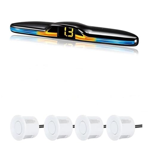 Sensoren RüCkfahrhilfe Mehrere Radar-Parksensor-Kit Hintergrundbeleuchtung Display Backup-Monitor Detektor Assistent 4/6/8 Radarsensor RüCkfahrwarner(Weiss,4) von YSQIFBABD
