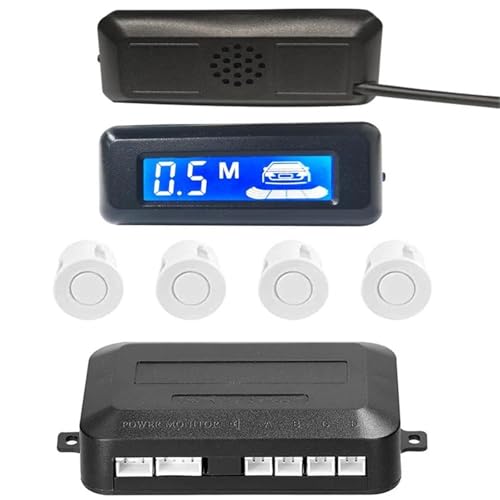 Sensoren RüCkfahrhilfe Parksensor Auto Umkehr Radar Parktronic LCD Auto Parksensor Summer Warnung Mit 4 Parksensoren RüCkfahrwarner(Weiss) von YSQIFBABD