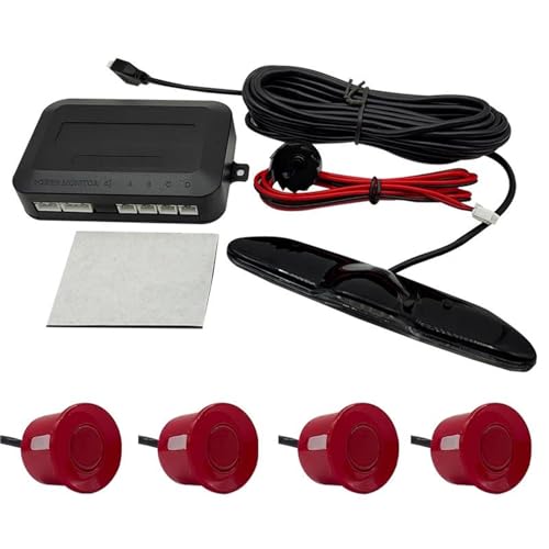 Sensoren RüCkfahrhilfe Parksensor-Hintergrundbeleuchtung Monitor-Display-Kit Rückfahrwarnassistent 4 Sonden RüCkfahrwarner(Rot) von YSQIFBABD