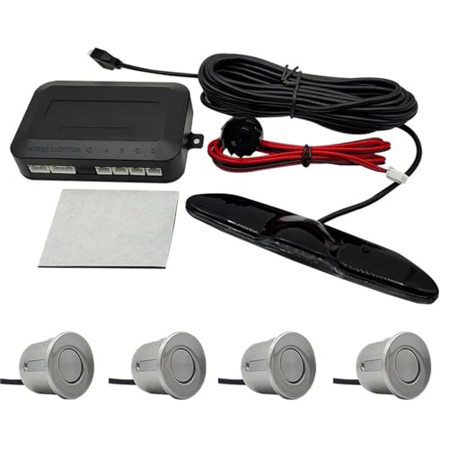 Sensoren RüCkfahrhilfe Parksensor-Hintergrundbeleuchtung Monitor-Display-Kit Rückfahrwarnassistent 4 Sonden RüCkfahrwarner(Silber) von YSQIFBABD