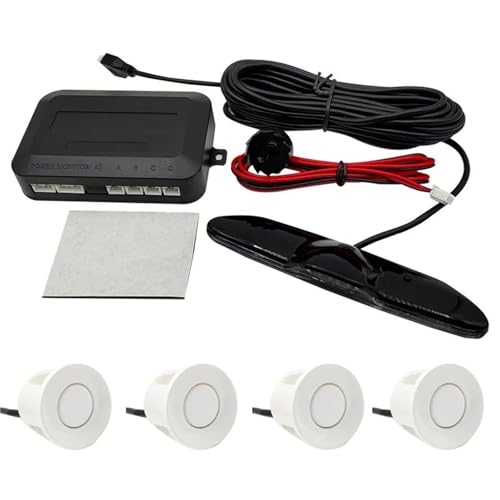 Sensoren RüCkfahrhilfe Parksensor-Hintergrundbeleuchtung Monitor-Display-Kit Rückfahrwarnassistent 4 Sonden RüCkfahrwarner(Weiss) von YSQIFBABD