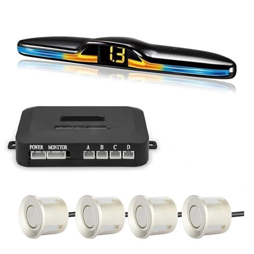 Sensoren RüCkfahrhilfe Parksensor-Hintergrundbeleuchtung Parktronic Monitor Display Kit Backup-Detektor-Assistent 4 Sonden RüCkfahrwarner(Champagne Gold) von YSQIFBABD