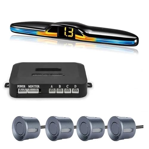 Sensoren RüCkfahrhilfe Parksensor-Hintergrundbeleuchtung Parktronic Monitor Display Kit Backup-Detektor-Assistent 4 Sonden RüCkfahrwarner(Grau) von YSQIFBABD