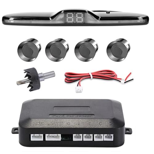 Sensoren RüCkfahrhilfe Parksensor-Hintergrundbeleuchtung Parktronic Monitor Display Kit Backup-Detektor-Assistent 4 Sonden RüCkfahrwarner(Grey) von YSQIFBABD