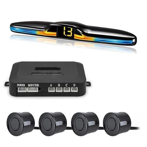 Sensoren RüCkfahrhilfe Parksensor-Hintergrundbeleuchtung Parktronic Monitor Display Kit Backup-Detektor-Assistent 4 Sonden RüCkfahrwarner(Schwarz) von YSQIFBABD