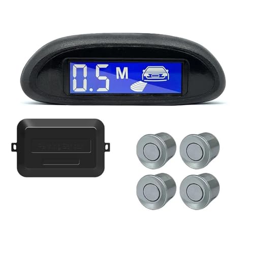 Sensoren RüCkfahrhilfe Parksensor-Kit Auto Parktronic LCD-Display Mit Hintergrundbeleuchtung Rückfahrradar-Monitor 4 Sensoren 22 Mm 12 V RüCkfahrwarner(Silber) von YSQIFBABD