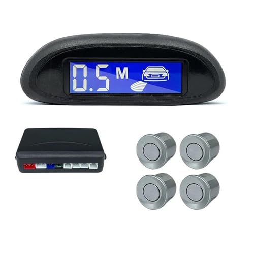 Sensoren RüCkfahrhilfe Parksensor-Kit Auto Parktronic LCD-Display Mit Hintergrundbeleuchtung Rückfahrradar-Monitor 4 Sensoren 22 Mm 12 V RüCkfahrwarner(Silber) von YSQIFBABD