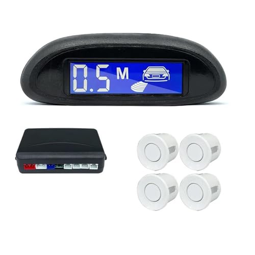 Sensoren RüCkfahrhilfe Parksensor-Kit Auto Parktronic LCD-Display Mit Hintergrundbeleuchtung Rückfahrradar-Monitor 4 Sensoren 22 Mm 12 V RüCkfahrwarner(Weiss) von YSQIFBABD