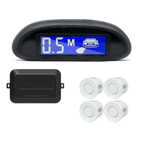 Sensoren RüCkfahrhilfe Parksensor-Kit Auto Parktronic LCD-Display Mit Hintergrundbeleuchtung Rückfahrradar-Monitor 4 Sensoren 22 Mm 12 V RüCkfahrwarner(Weiss) von YSQIFBABD